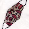 Hana Women's Clothing Crimson Red And Gold Leopard Sequin Face Mask