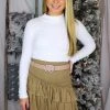 HYFVE Cropped Ivory Mock Neck Knit Sweater