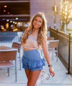 Do + Be Denim Ruffle Mini Skort