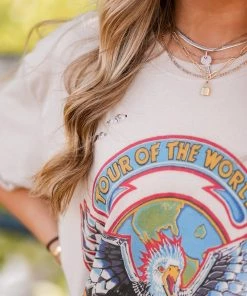 Vintage Distressed Distressed Tan Van Halen Graphic Band Tee Women's Clothing