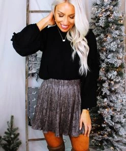 She & Sky Faux Leather Pleated Snake Skin Mini Skirt