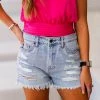 Hidden Finn High Rise Distressed Denim Shorts