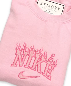 Vintage Distressed Pink Flame Burns Crewneck Sweatshirt