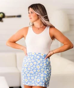 Vintage Shop Women's Clothing Flower Girl Blue Daisy Mini Skirt