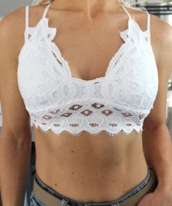 Anemone Corp Flower To The People White Scalloped Lace Bralette Women's Clothing