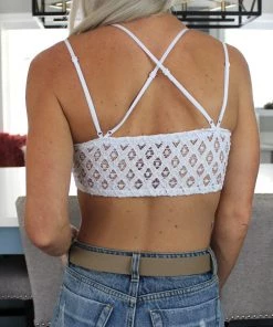 Anemone Corp Flower To The People White Scalloped Lace Bralette Women's Clothing