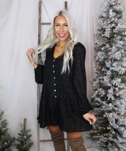 Entro Flowy Black Romper With Gold Stars