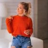 HYFVE Fuzzy Orange Crewneck Sweater