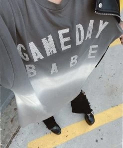 Vintage Distressed Women's Clothing Game Day Babe Rhinestone Graphic Tee