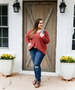 POL Ginger Oversized V-Neck Knit Sweater