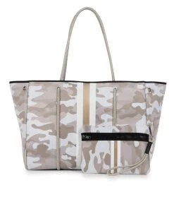 Beauty Stash Gold Camo Stripe Neoprene Tote Bag