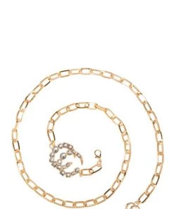 Icco Women's Clothing Gold Chain Belt With Rhinestone Pendant