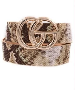 Art Box 1/14" Gold Snakeskin GG Belt Women's Clothing
