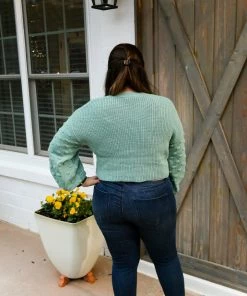 HYFVE Green Dot Sleeve Knit Sweater Women's Clothing