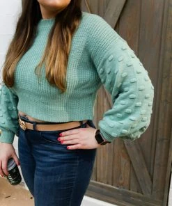 HYFVE Green Dot Sleeve Knit Sweater Women's Clothing