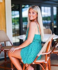 HYFVE Green Floral Front Tie Romper