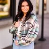 HYFVE Women's Clothing Green Plaid Jacket