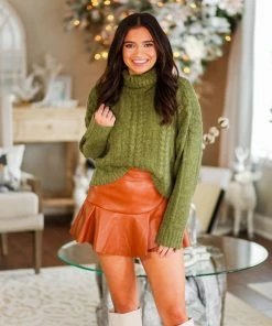 HYFVE Green Cable Knit Sweater Women's Clothing