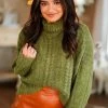 HYFVE Green Cable Knit Sweater Women's Clothing