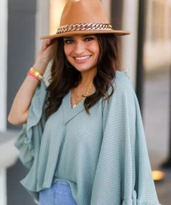 Peach Love California Blush V-Neck Quater Sleeve Pullover