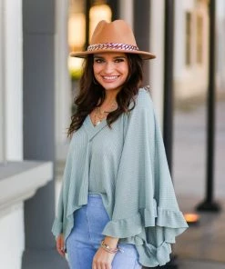 Peach Love California Blush V-Neck Quater Sleeve Pullover