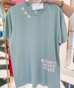 Bacon Lettuce Tomato Green Be Grateful Graphic Tee Women's Clothing