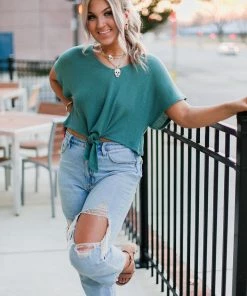 HYFVE Green Waffle Knit Front Tie Top 8 HYFVE Green Waffle Knit Front Tie Top