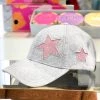 Golden Stella Women's Clothing Grey Baseball Hat With Pink Glitter Stars