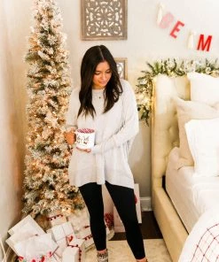 First Love Grey Brushed Knit Oversized Sweater