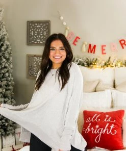 First Love Grey Brushed Knit Oversized Sweater