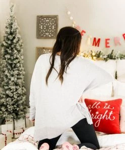 First Love Grey Brushed Knit Oversized Sweater