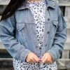 Mustard Seed Women's Clothing Grey Colored Distressed Denim Jacket