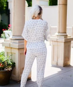 Le Lis Women's Clothing Grey Leopard Print Two Piece Jogger Set