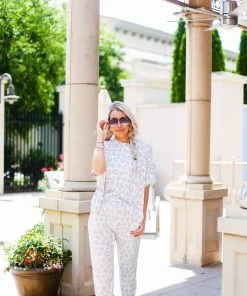 Le Lis Women's Clothing Grey Leopard Print Two Piece Jogger Set