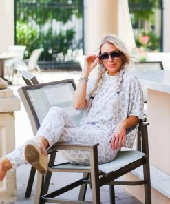 Le Lis Women's Clothing Grey Leopard Print Two Piece Jogger Set