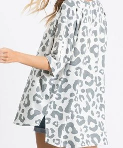 Hopely Taupe Leopard Print Oversized Tee