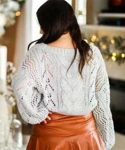 Le Lis Women's Clothing Grey Open Knit Sweater