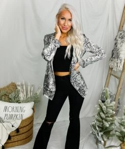 Glam Grey Python Silky Day To Night Blazer