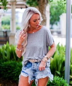 Vocal Grey Rhinestone Casual Tee Women's Clothing 12 Vocal Grey Rhinestone Casual Tee Women's Clothing