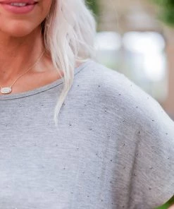 Vocal Grey Rhinestone Casual Tee Women's Clothing 17 Vocal Grey Rhinestone Casual Tee Women's Clothing