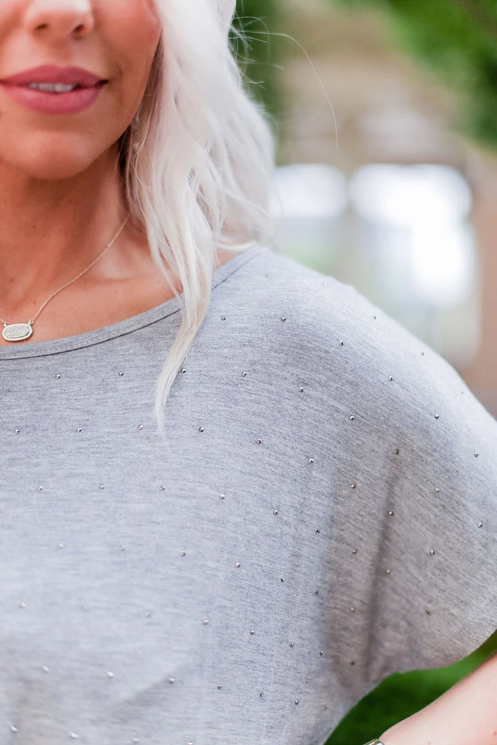 Vocal Grey Rhinestone Casual Tee Women's Clothing 10 Vocal Grey Rhinestone Casual Tee Women's Clothing