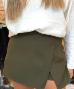 Blue Blush Women's Clothing Olive Front Slit Wrap Skort