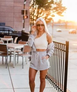 HYFVE Heather Grey Drawstring Mini Skirt