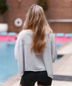 Mono B Heather Grey Short Sleeve Basic Top