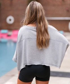 Mono B Heather Grey Short Sleeve Basic Top