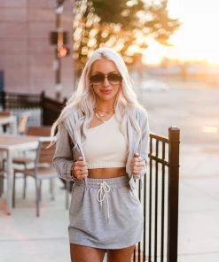 HYFVE Women's Clothing Heather Grey Zip Up Jacket