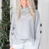 HYFVE Women's Clothing Hello Pumpkin Cowl Neck Knit Sweater - Gray