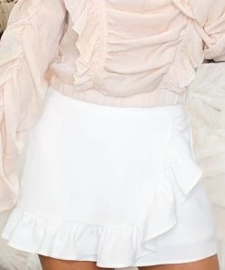 TCEC Women's Clothing High Waisted White Ruffle Mini Skort