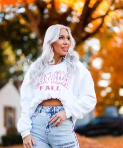 Vintage Distressed Hot Girl Fall Crewneck Women's Clothing