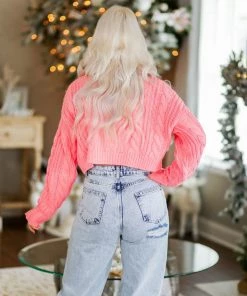 HYFVE Hot Pink Cropped Turtle Neck Sweater